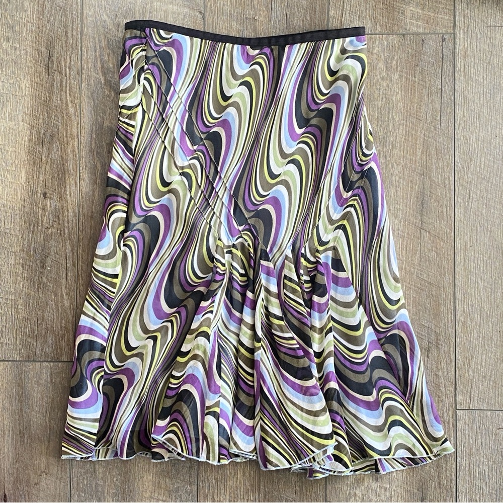 Silk Midi Skirt Swirl